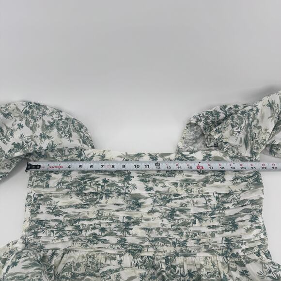 Abercrombie & Fitch Emerson Poplin Puff Sleeve Dress Sz XXL Green Toile - Picture 8 of 9